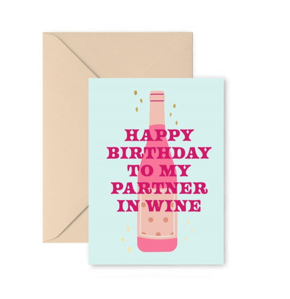 Greeting Card - HBD to my Partner in Wine